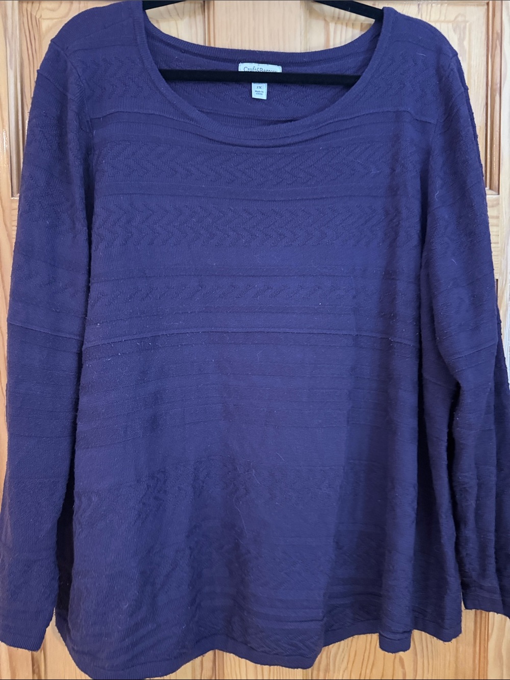 croft & barrow Plum Textured Crew Neck Sweater